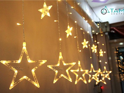 Đèn rèm led 12 ngôi sao lớn nhỏ xen kẽ vàng ấm L-R-SAOV